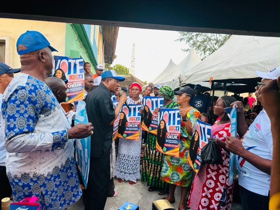 With the State Chairman and Chapters chairmen of NDC in Oron Federal Constituency.
